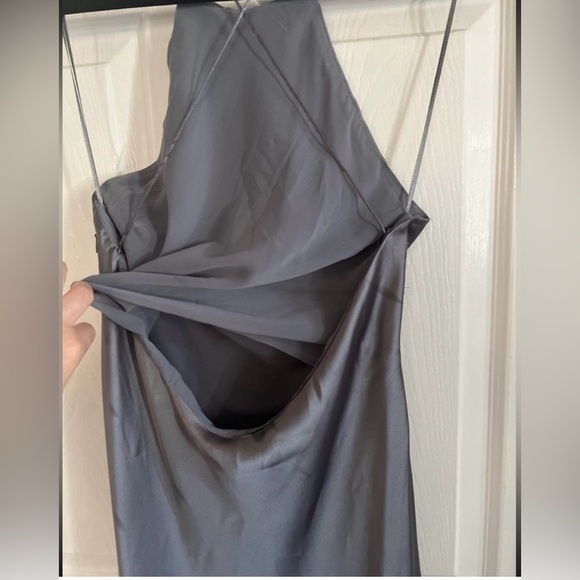 ZARA Midi Satin Slip Dress Grey charcoal - Picture 10 of 13